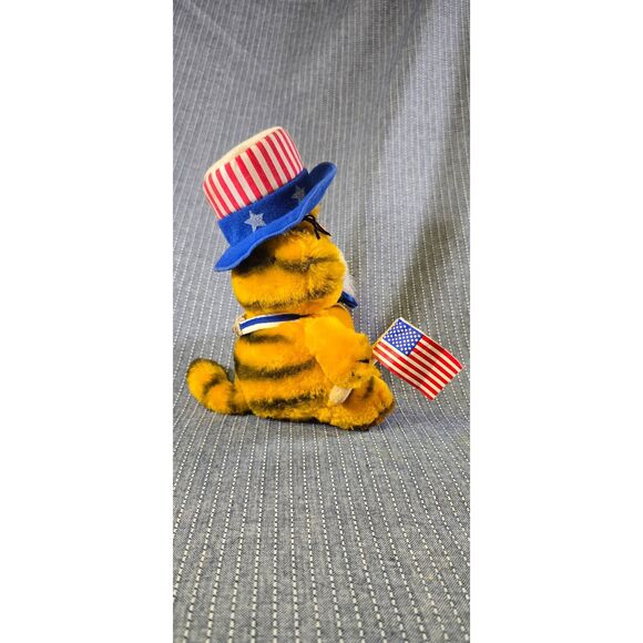 Vintage 1981 Dakin Garfield Patriotic Uncle Sam Plush Stuffed Animal 8" Flag - Picture 2 of 11